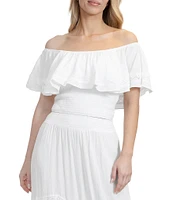 Stevie by Steve Madden Off-The-Shoulder Smocked Ruffle Top