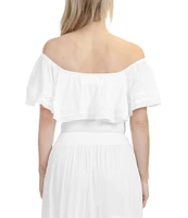 Stevie by Steve Madden Off-The-Shoulder Smocked Ruffle Top