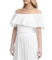 Stevie by Steve Madden Off-The-Shoulder Smocked Ruffle Top