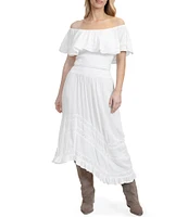 Stevie by Steve Madden Off-The-Shoulder Smocked Ruffle Top
