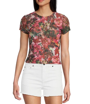 Stevie by Steve Madden Printed Mesh Crew Neck Short Sleeve T-Shirt