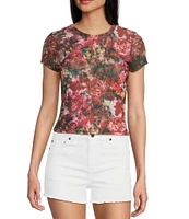 Stevie by Steve Madden Printed Mesh Crew Neck Short Sleeve T-Shirt