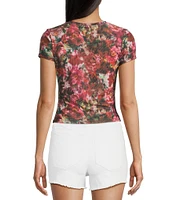Stevie by Steve Madden Printed Mesh Crew Neck Short Sleeve T-Shirt