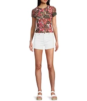Stevie by Steve Madden Printed Mesh Crew Neck Short Sleeve T-Shirt