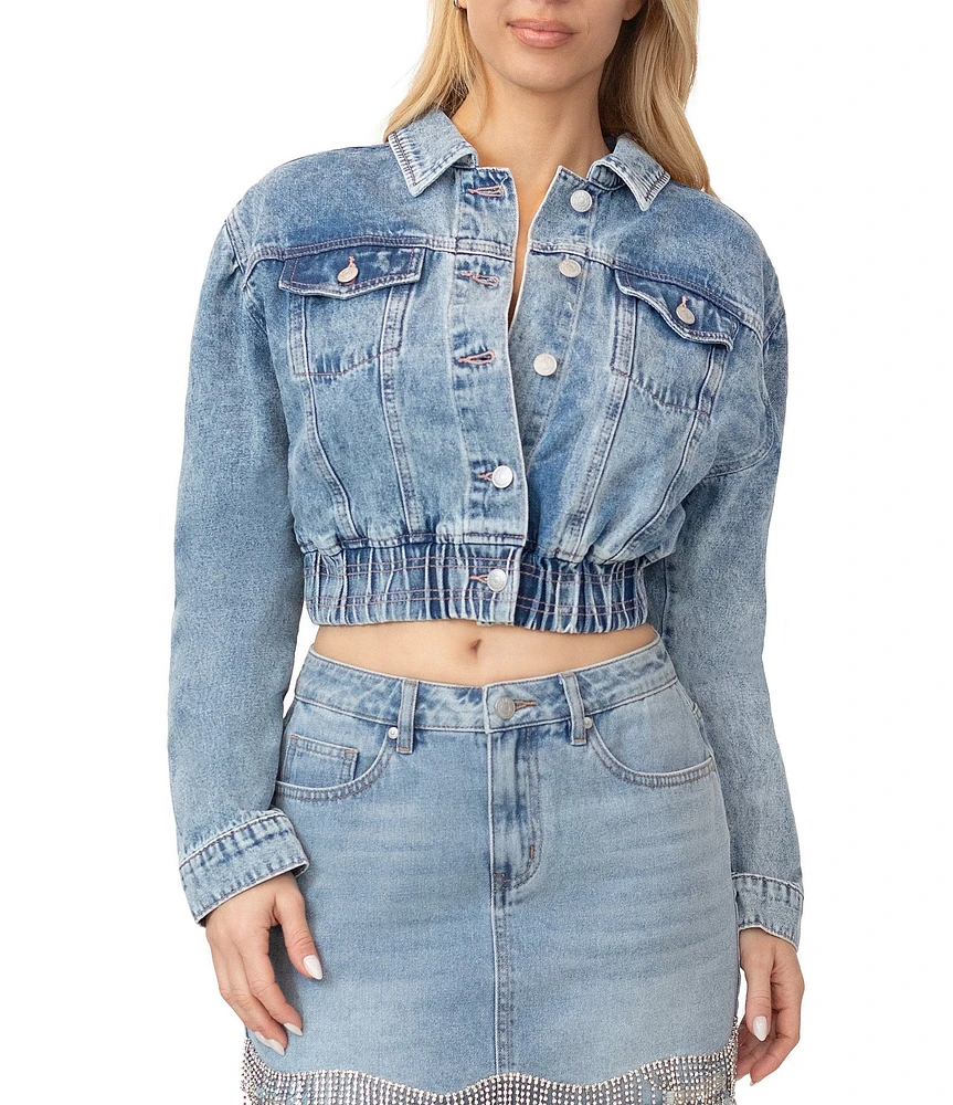 Stevie by Steve Madden Puff Sleeve Cropped Denim Jacket