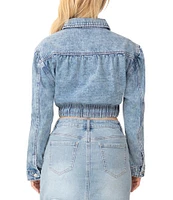 Stevie by Steve Madden Puff Sleeve Cropped Denim Jacket