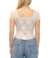 Stevie By Steve Madden Sheer Lace Cap Sleeve Corset Top