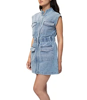 Stevie by Steve Madden Sleeveless Cinched Waist Denim Dress