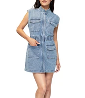 Stevie by Steve Madden Sleeveless Cinched Waist Denim Dress