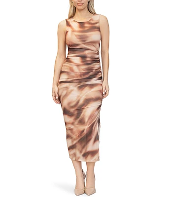 Stevie by Steve Madden Sleeveless Ruched Printed Maxi Dress