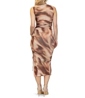 Stevie by Steve Madden Sleeveless Ruched Printed Maxi Dress