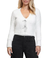Stevie by Steve Madden V-Neck Jewel Bow Strap Cardigan