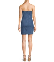 Stilletto's Bodycon Strapless Rhinestone Denim Tube Dress