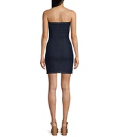 Stilletto's Bodycon Strapless Rhinestone Denim Tube Dress