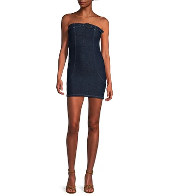 Stilletto's Strapless Tube Mini Denim Dress