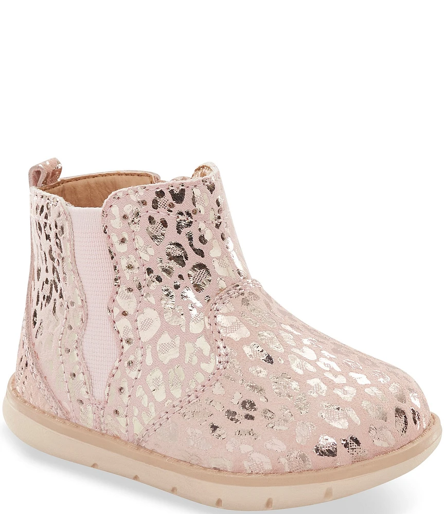 Stride Rite Girls' Lena Metallic Animal Print Booties (Infant)