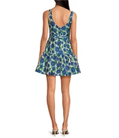 Sugarlips Cielo Floral Jacquard Scoop Neck Sleeveless Mini Dress