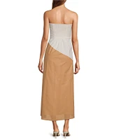 Sugarlips Colorblock Strapless Linen Blend Maxi Dress