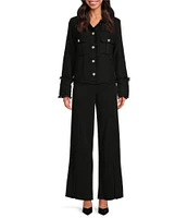 Sugarlips Cool It Split Leg Stretch Crepe High Waist Pull On Pants