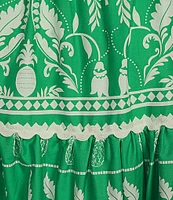 Sugarlips Coordinaitng Printed Rick Rack Trimmed Tiered High Waisted Maxi Skirt
