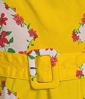Sugarlips Coordinating Floral Print Strapless Sleeveless Belted Peplum Top