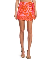 Sugarlips Coordinating Haines Town Printed High Waist Mini Crepe Wrap Skort