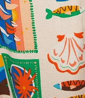 Sugarlips Coordinating Postcard Print High Waisted Wide-Leg Tassel Hem Pants