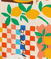 Sugarlips Coordinating Postcard Print Linen Blend Square Neck Sleeveless Top