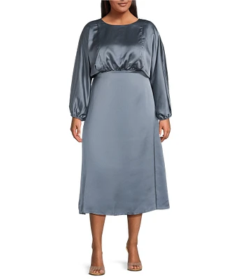 Sugarlips Plus Dolman Sleeve Matte Satin Midi Dress