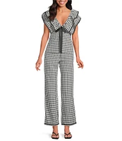Sugarlips Dover Checker Gill Gingham Flat Front High Waist Coordinating Pants