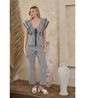 Sugarlips Dover Checker Gill Gingham Flat Front High Waist Coordinating Pants