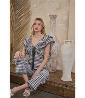 Sugarlips Dover Checker Gill Gingham Flat Front High Waist Coordinating Pants