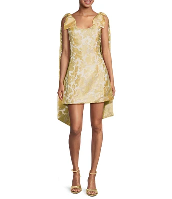 Sugarlips Duson Floral Jacquard Scoop Neck Sleeveless Bow Sash Mini Dress