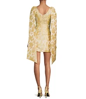 Sugarlips Duson Floral Jacquard Scoop Neck Sleeveless Bow Sash Mini Dress