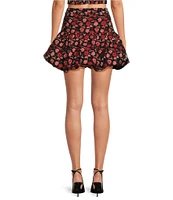 Sugarlips Floral Jacquard High Waist Bubble Hem Coordinating Mini Skirt