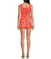 Sugarlips Haines Town Printed Square Neck Sleeveless Crepe Romper
