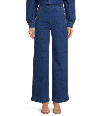 Sugarlips Jamie Stretch Denim Emi High Waist Wide Leg Sailor Coordinating Pants