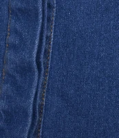 Sugarlips Jamie Stretch Denim Jayla Split Neck Short Puff Sleeves Button Front Coordinating Shirt