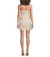 Sugarlips Jewel Jacquard Bow Strapless Neck Sleeveless Mini Dress