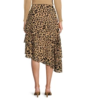 Sugarlips Leopard Asymmetrical Hem Midi Skirt