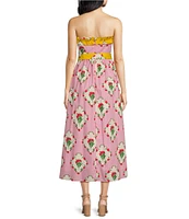 Sugarlips Maia Floral Beny Ruffle Strapless Belted Midi Dress