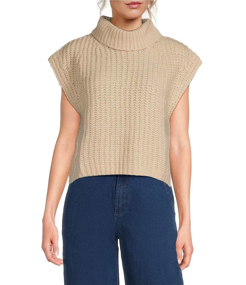 Sugarlips Monica Turtleneck Sleeveless Cropped Sweater