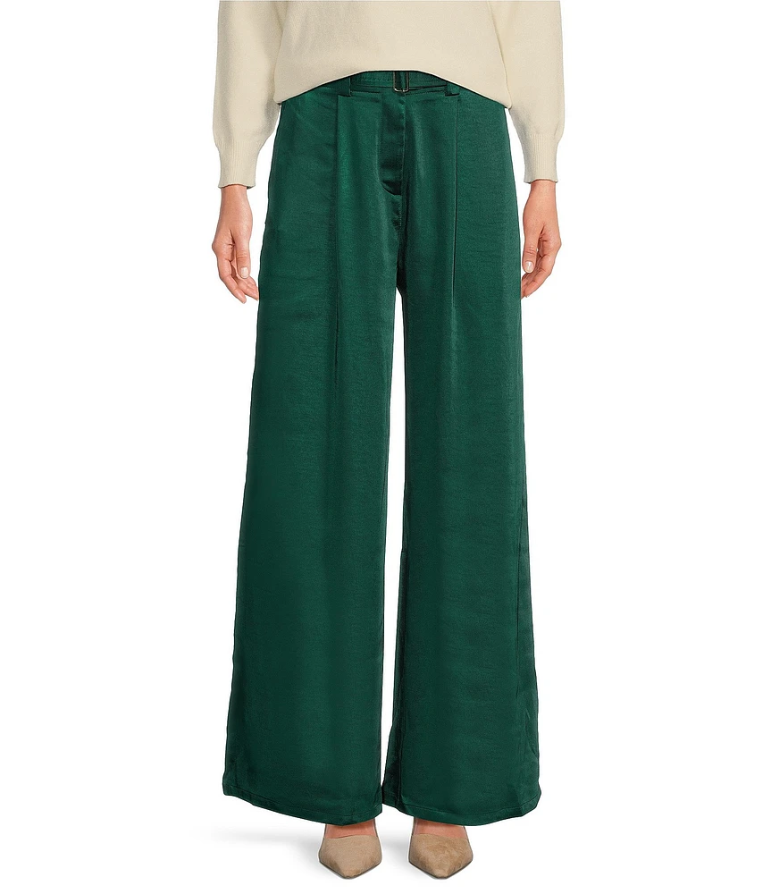 Sugarlips Nyssa Cole Satin High Waist Wide Leg Belted Pants