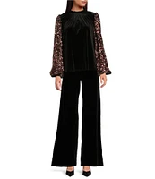 Sugarlips Oriana Lulu Velvet High Waist Wide Leg Pants