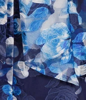 Sugarlips Plus Abay Floral Short Sleeve Jacquard/Organza Long Dress
