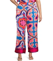 Sugarlips Plus Abstract/Geometric-Printed Border-Hem Coordinating Palazzo Pants