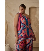 Sugarlips Plus Abstract/Geometric-Printed Border-Hem Coordinating Palazzo Pants