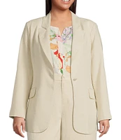 Sugarlips Plus Candida Fitted Linen Blend Notch Lapel Blazer