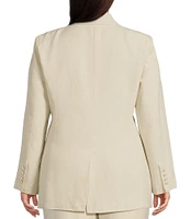Sugarlips Plus Candida Fitted Linen Blend Notch Lapel Blazer