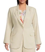 Sugarlips Plus Candida Fitted Linen Blend Notch Lapel Blazer